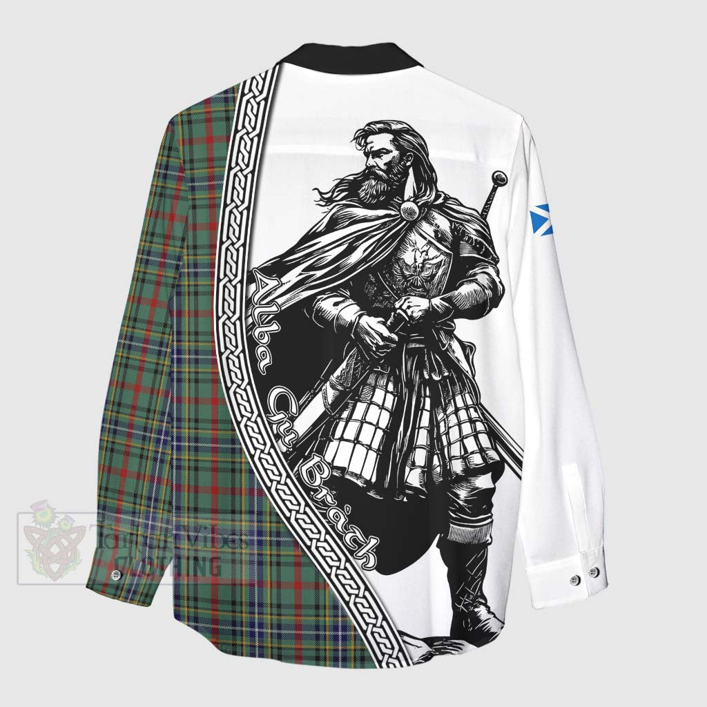 Bisset Tartan Clan Crest Women's Casual Shirt with Highlander Warrior Celtic Style - Tartan Vibes Clothing