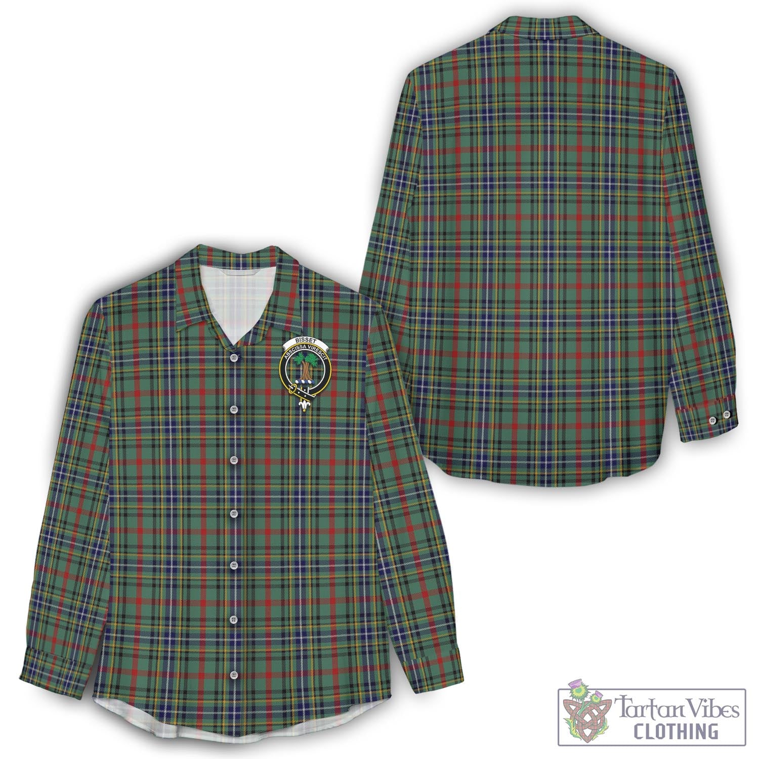 Bisset Tartan Women's Casual Shirt with Family Crest - Tartan Vibes Clothing