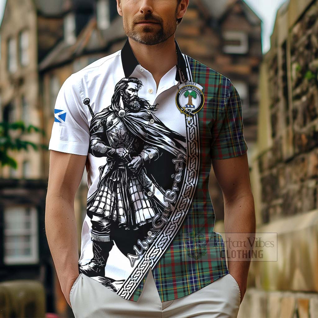 Bisset Tartan Clan Crest Hawaiian Shirt with Highlander Warrior Celtic Style - Tartan Vibes Clothing