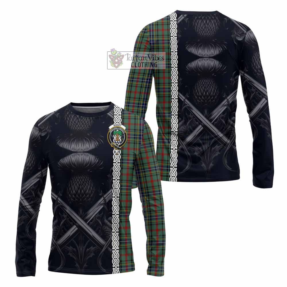 Bisset Tartan Long Sleeve T-Shirt with Family Crest Cross Sword Thistle Celtic Vibes - Tartan Vibes Clothing