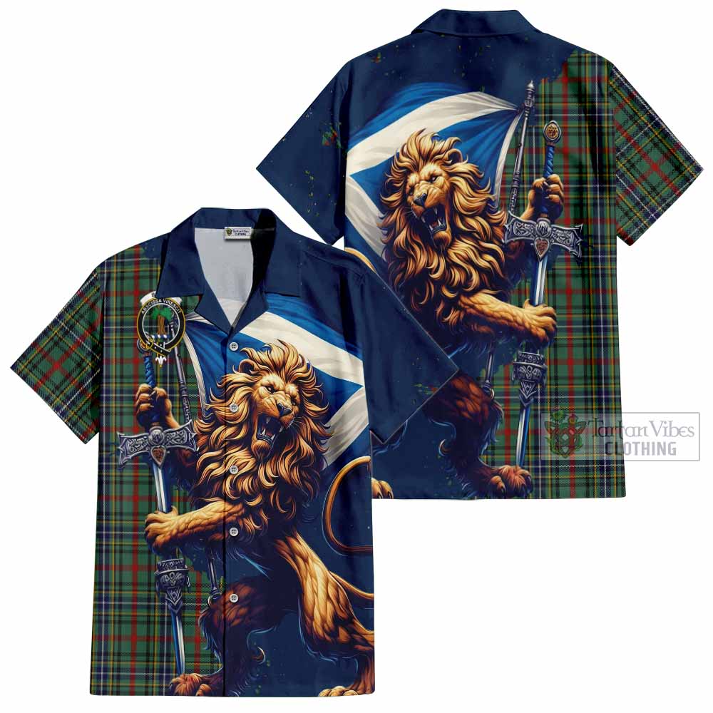 Bisset Tartan Family Crest Hawaiian Shirt with Scottish Majestic Lion - Tartan Vibes Clothing