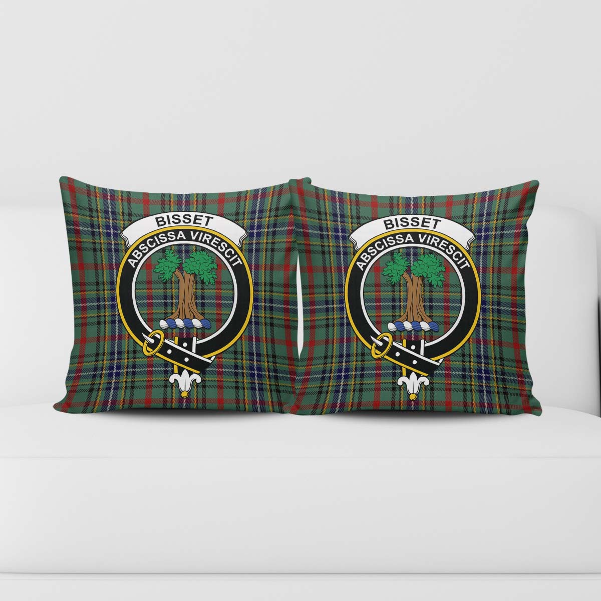 Bisset Tartan Pillow Cover with Family Crest - Tartan Vibes Clothing