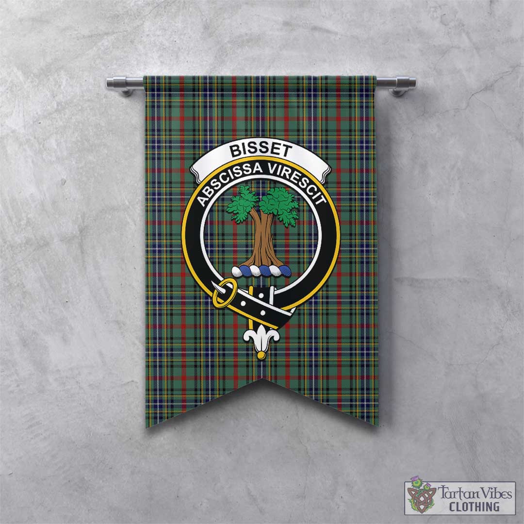 Bisset Tartan Gonfalon, Tartan Banner with Family Crest - Tartan Vibes Clothing