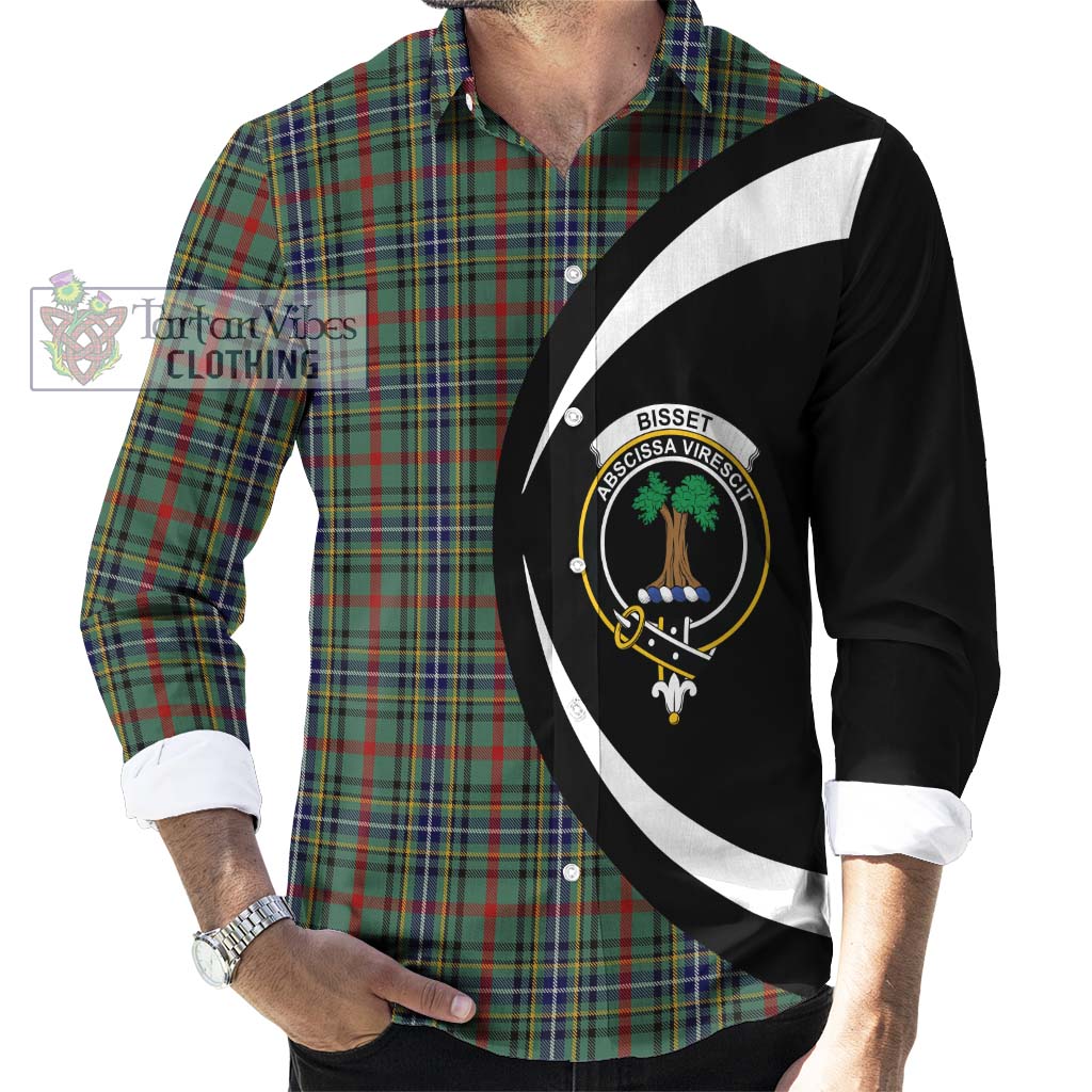 Bisset Tartan Long Sleeve Button Up with Family Crest Circle Style - Tartan Vibes Clothing