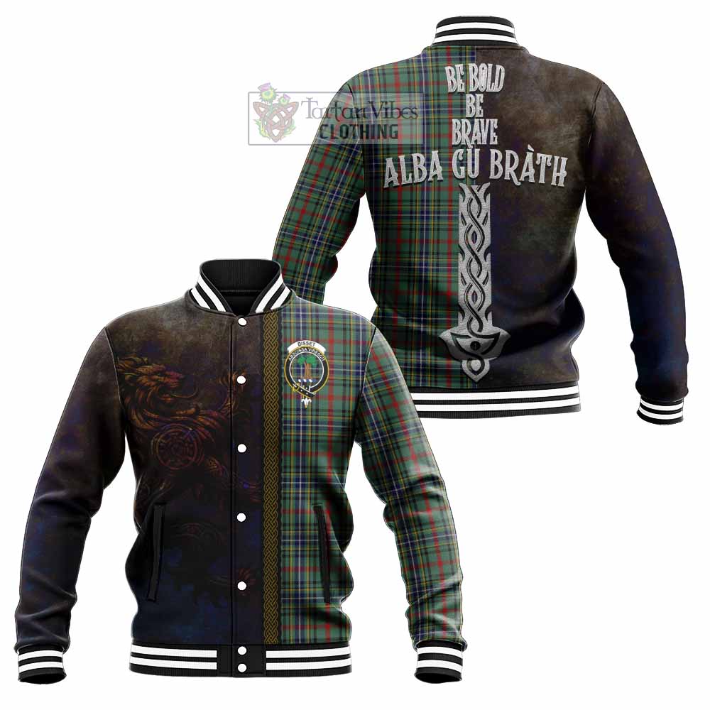 Bisset Tartan Family Crest Baseball Jacket Alba Gu Brath Be Brave Lion Ancient Style - Tartan Vibes Clothing