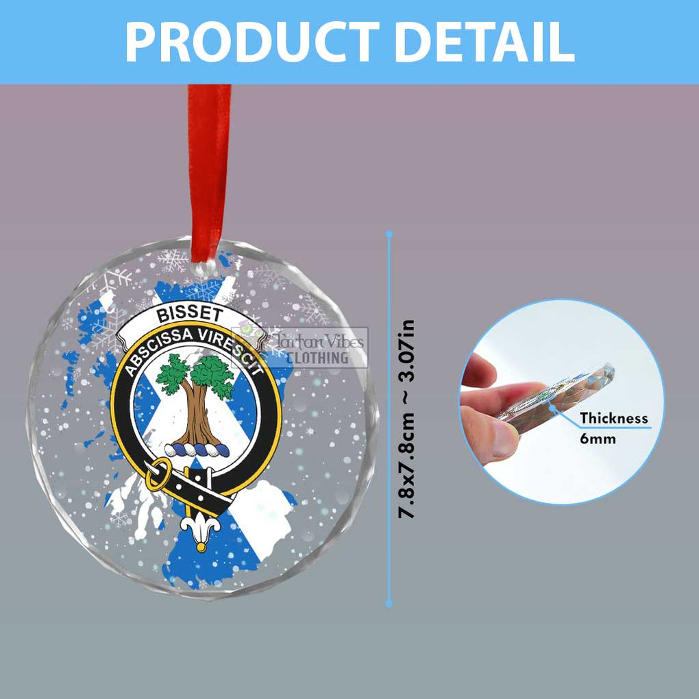 Bisset Clan Crest Christmas Glass Ornament with Scotland Map - 2D-tartanvibesclothing