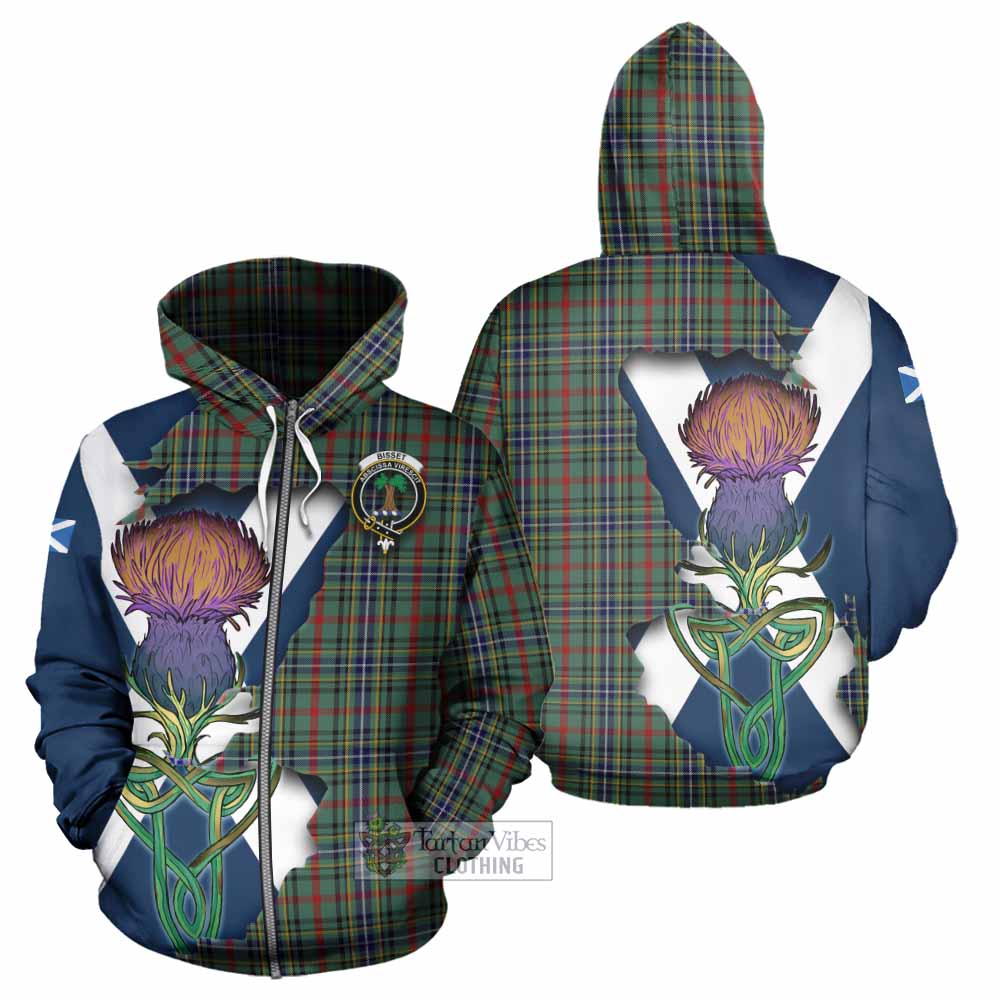 Tartan Vibes Clothing Bisset Tartan Family Crest Hoodie Scottish Thistle Celtic Inspired