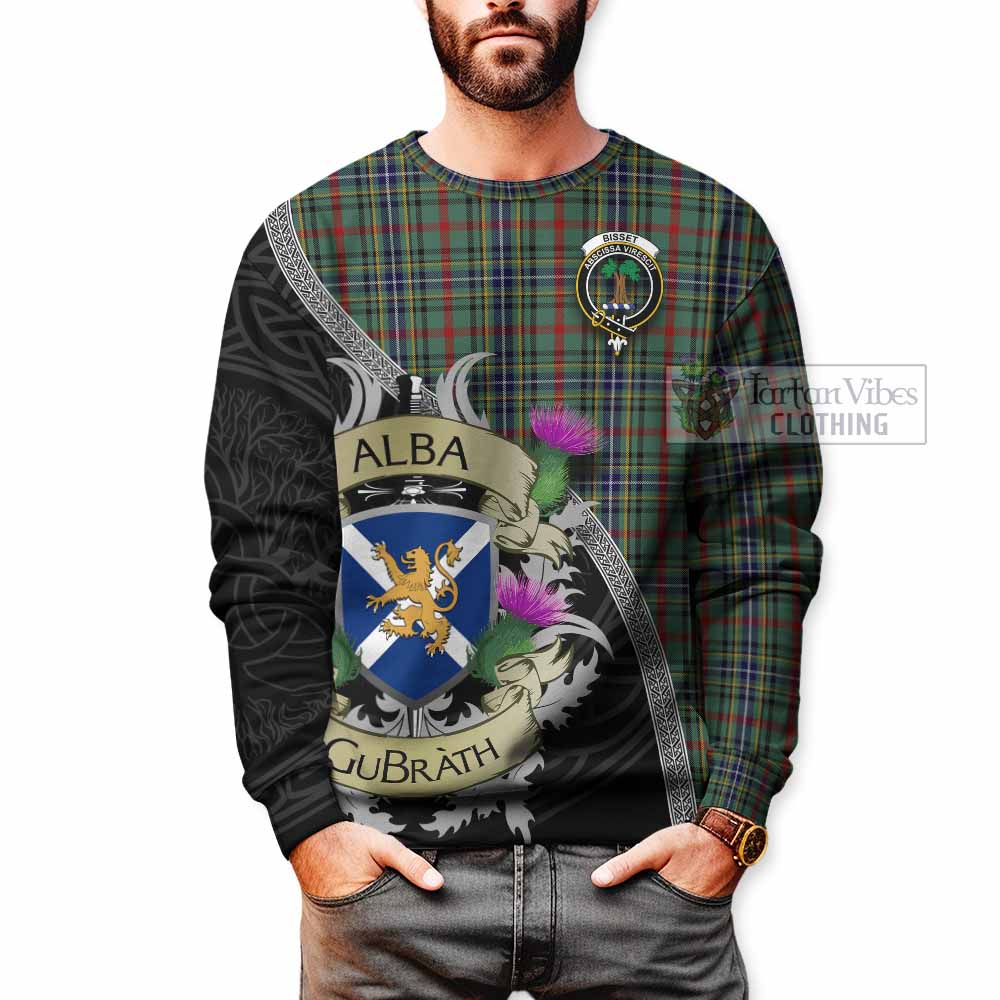 Bisset Tartan Family Crest Sweatshirt Lion Rampant Royal Thistle Shield Celtic Inspired - Tartan Vibes Clothing