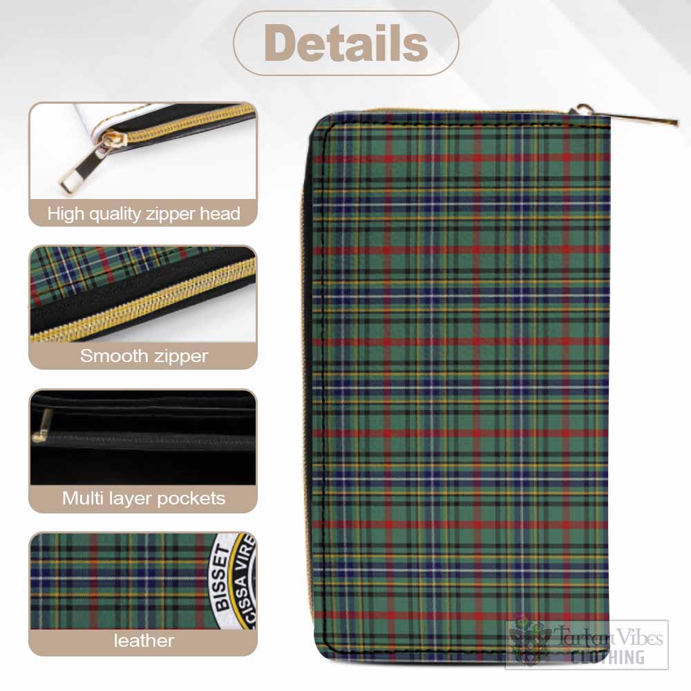 Bisset Tartan Women's Leather Wallet with Family Crest - Tartan Vibes Clothing