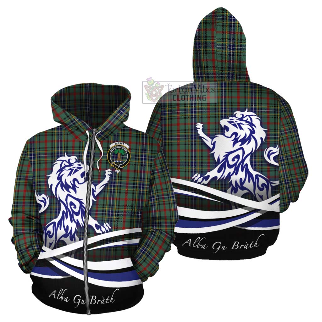 Bisset Tartan Cotton Hoodie with Alba Gu Brath Regal Lion Emblem - Tartan Vibes Clothing