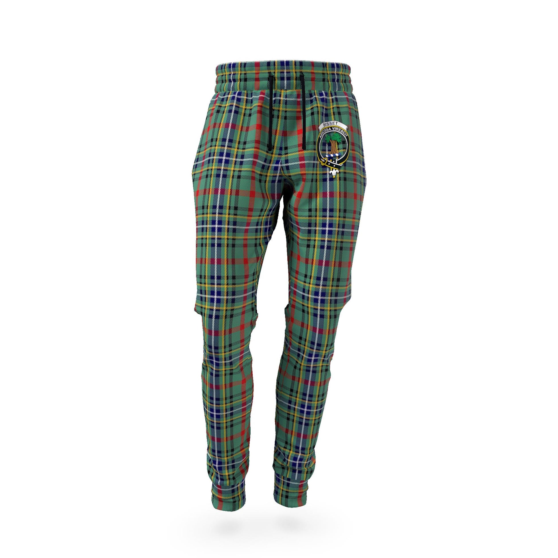 Bisset Tartan Joggers Pants with Family Crest - Tartan Vibes Clothing