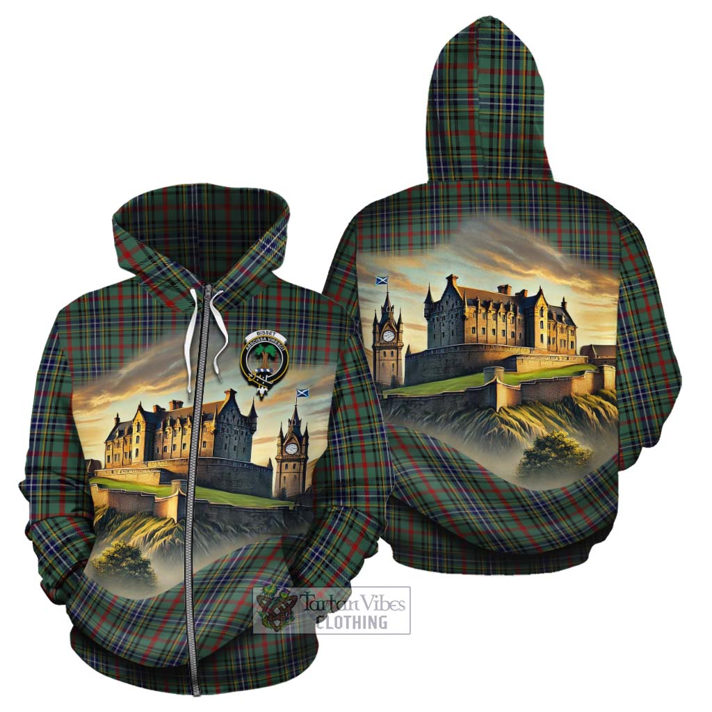 Bisset Tartan Family Crest Cotton Hoodie with Scottish Ancient Castle Style Zip Hoodie - Tartan Vibes Clothing