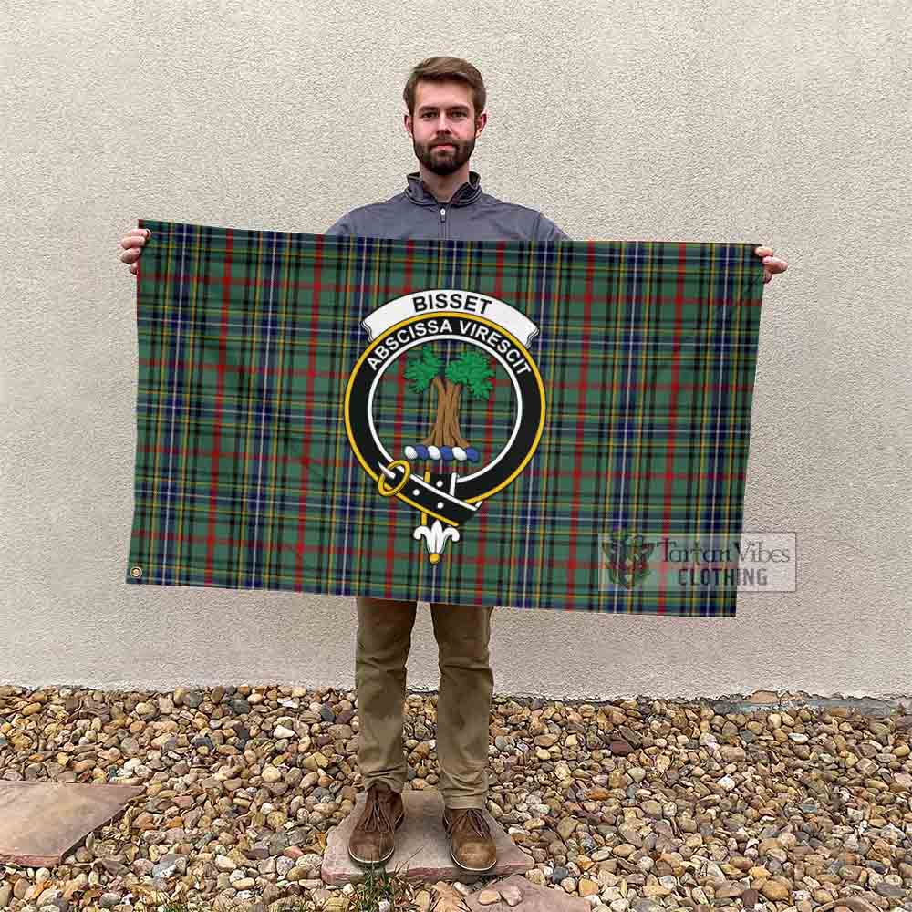 Tartan Vibes Clothing Bisset Tartan House Flag with Family Crest
