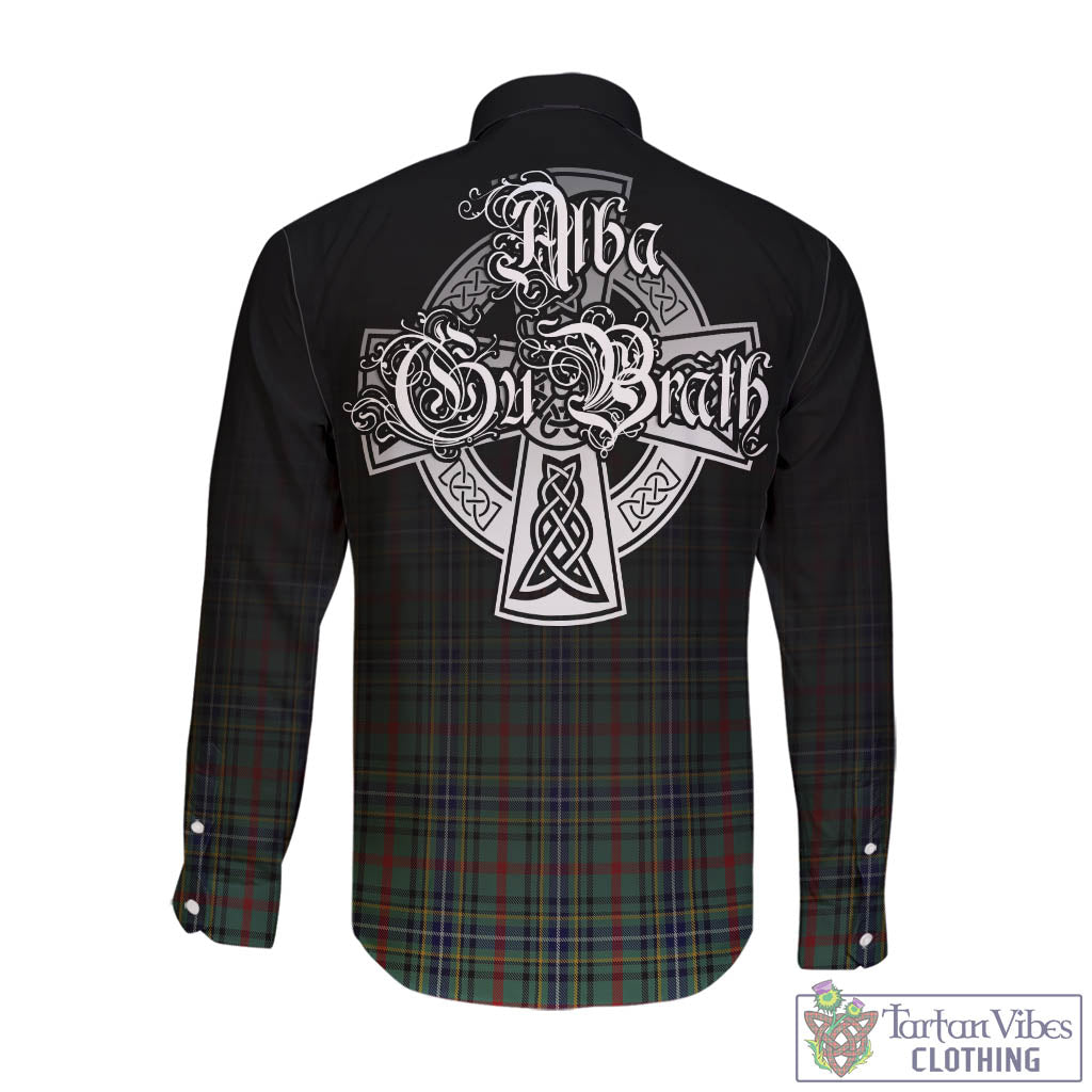 Tartan Vibes Clothing Bisset Tartan Long Sleeve Button Up Featuring Alba Gu Brath Family Crest Celtic Inspired