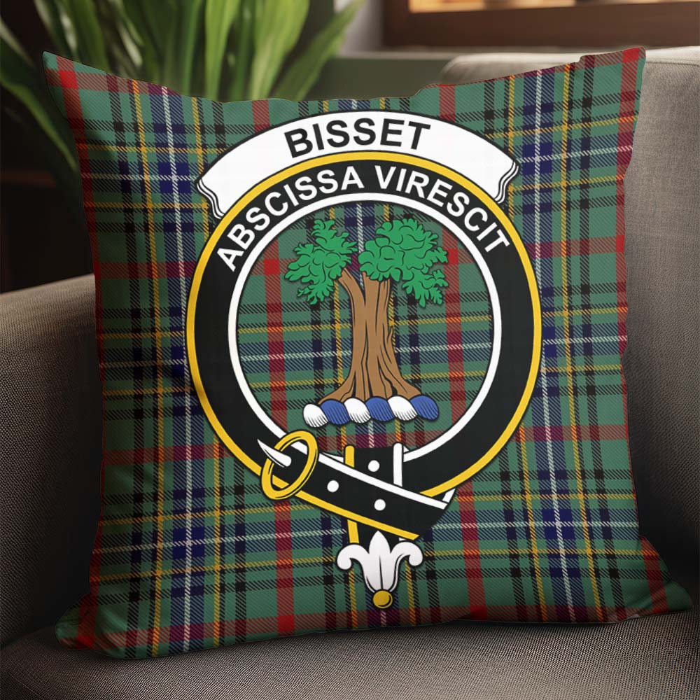 Bisset Tartan Pillow Cover with Family Crest - Tartan Vibes Clothing