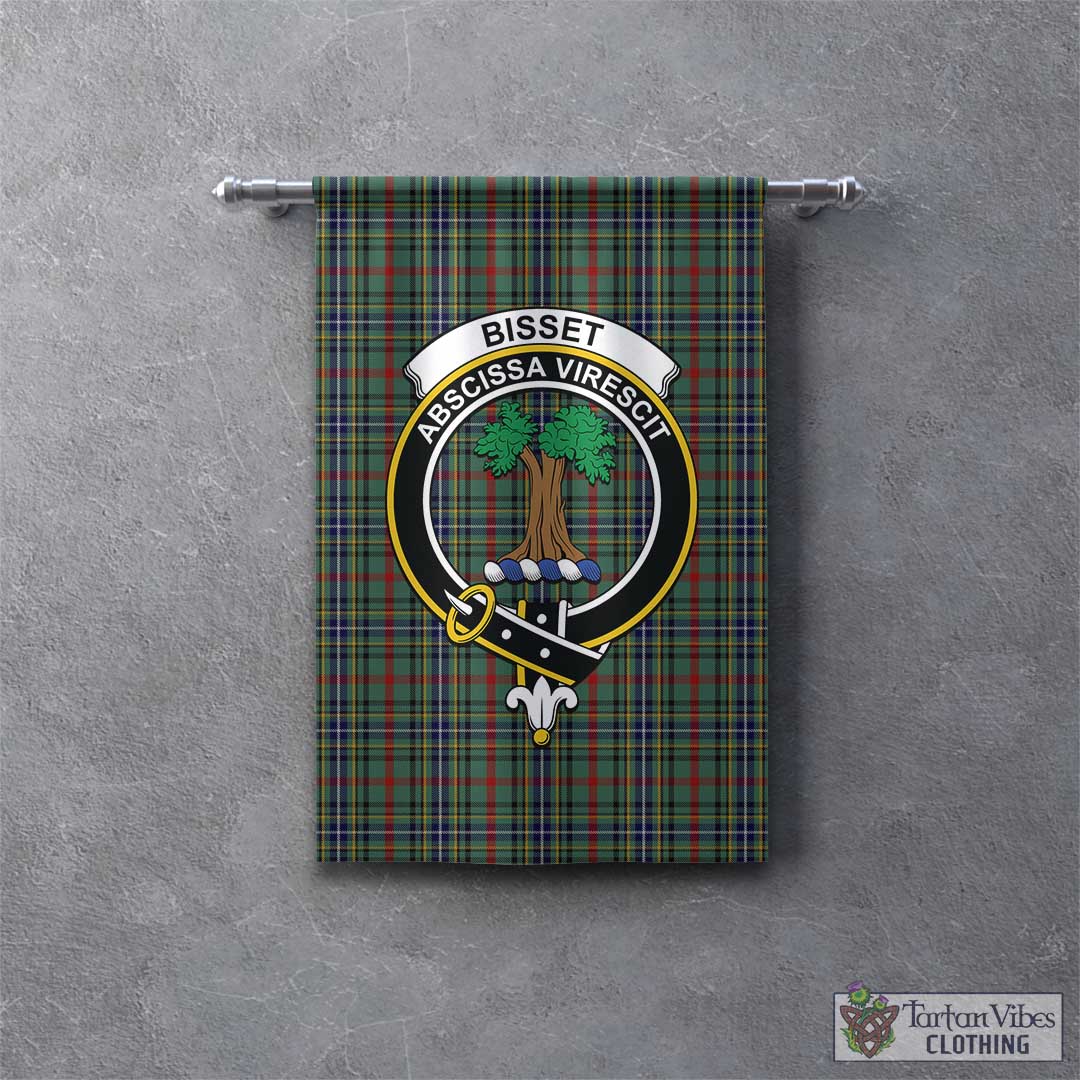 Bisset Tartan Gonfalon, Tartan Banner with Family Crest - Tartan Vibes Clothing