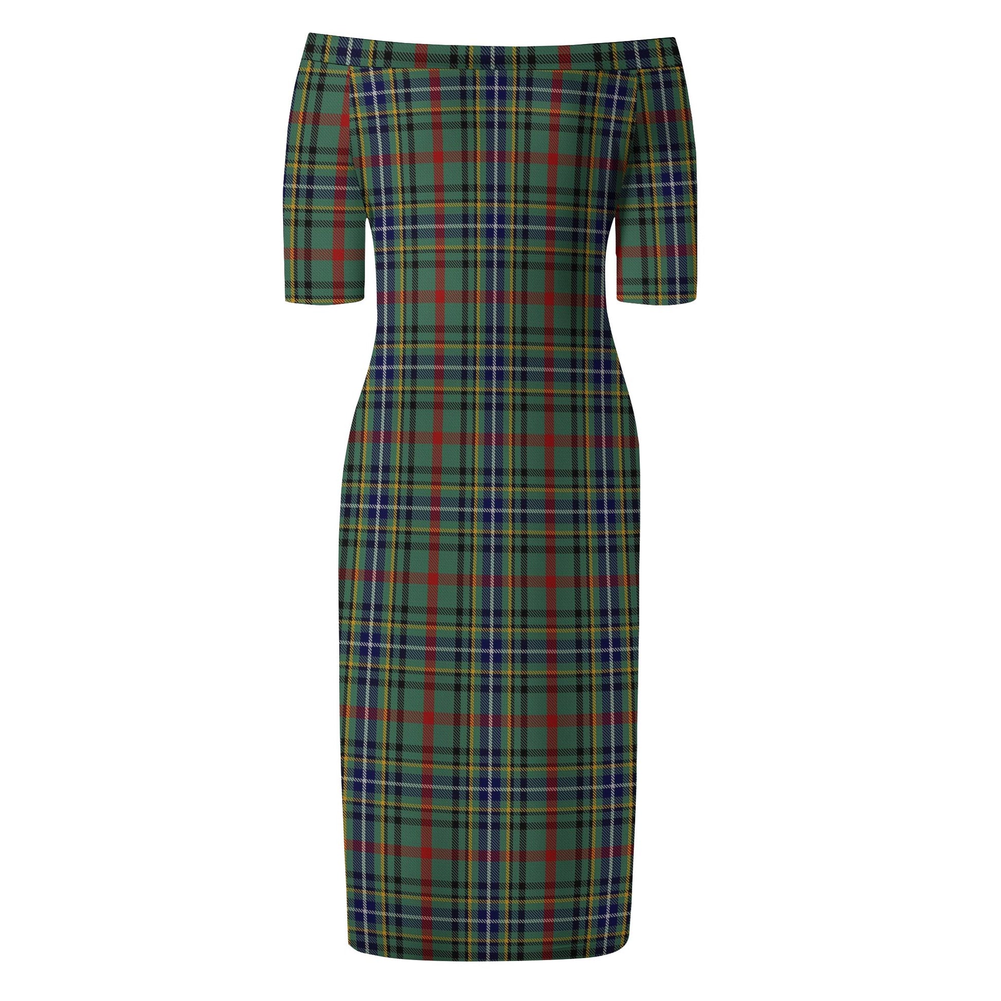 Bisset Tartan Off Shoulder Lady Dress - Tartanvibesclothing