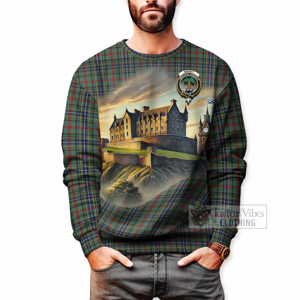 Bisset Tartan Family Crest Sweatshirt with Scottish Ancient Castle Style - Tartan Vibes Clothing