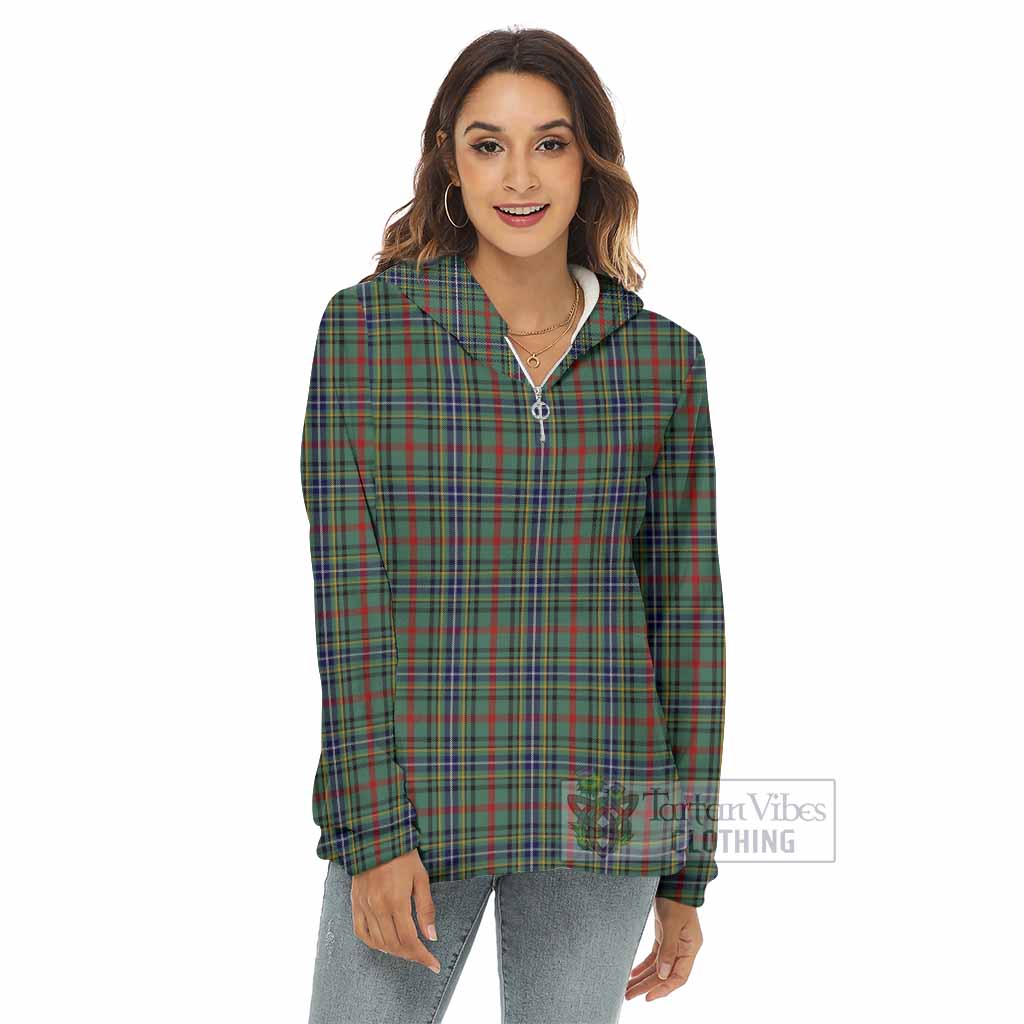 Bisset Tartan Women's Borg Fleece Hoodie with Half Zip - Tartan Vibes Clothing