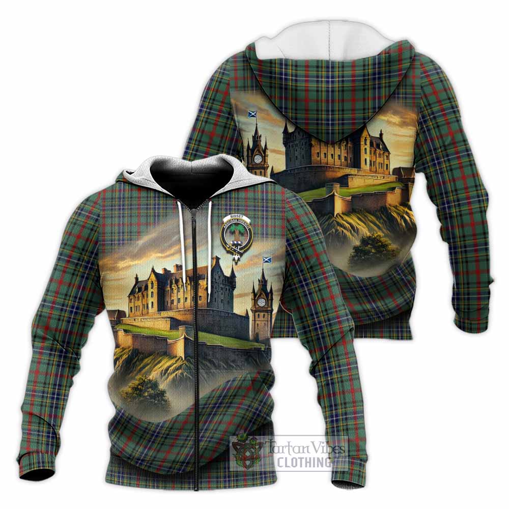 Bisset Tartan Family Crest Knitted Hoodie with Scottish Ancient Castle Style Unisex Knitted Zip Hoodie - Tartan Vibes Clothing