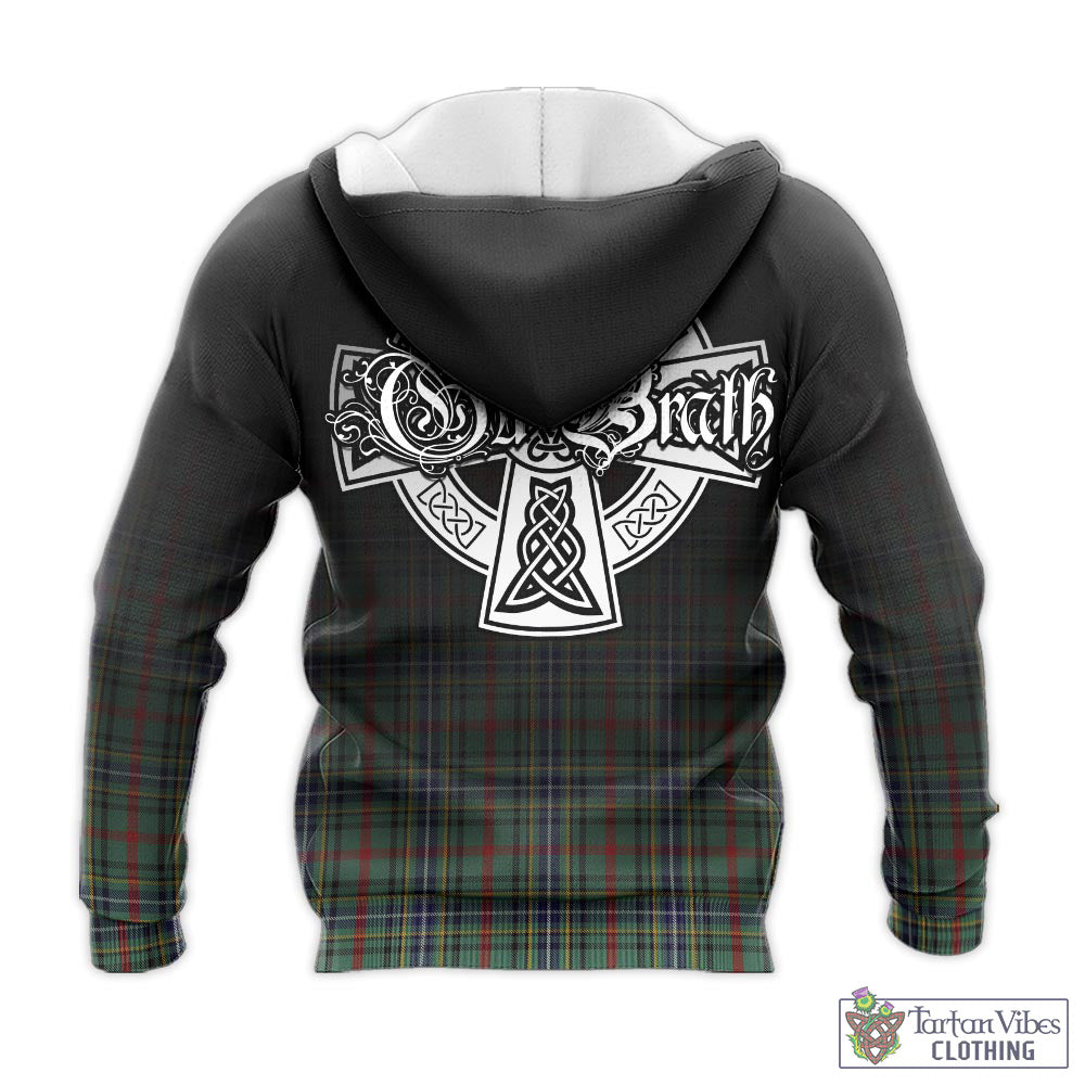 Tartan Vibes Clothing Bisset Tartan Knitted Hoodie Featuring Alba Gu Brath Family Crest Celtic Inspired