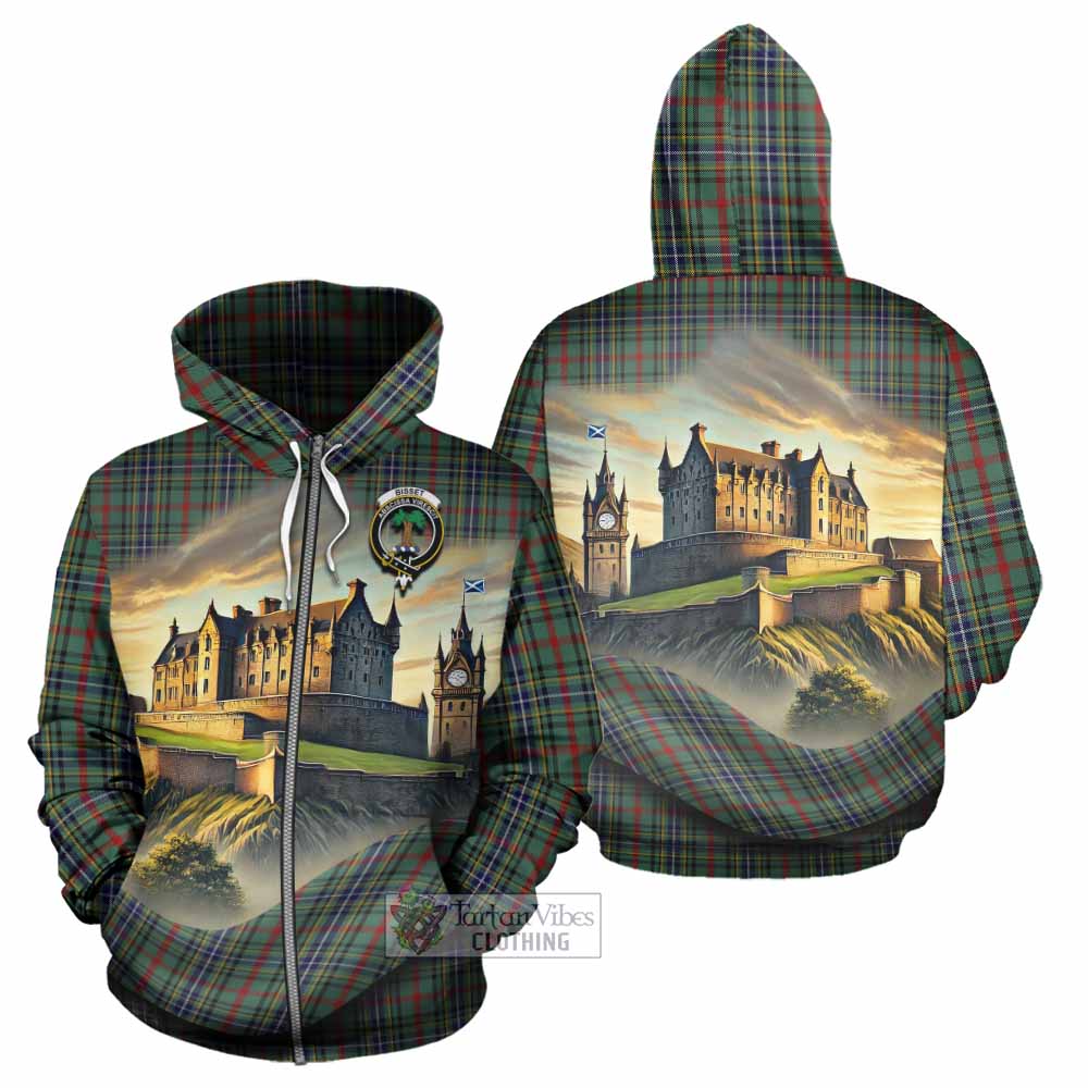 Bisset Tartan Family Crest Hoodie with Scottish Ancient Castle Style Zip Hoodie - Tartan Vibes Clothing