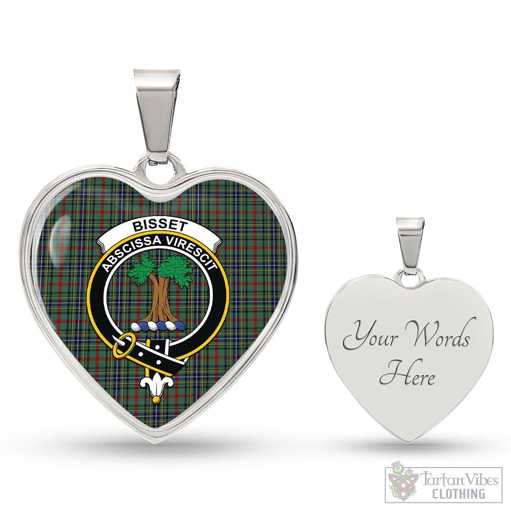 Bisset Tartan Heart Necklace with Family Crest Luxury Necklace (Silver) Yes - Tartan Vibes Clothing