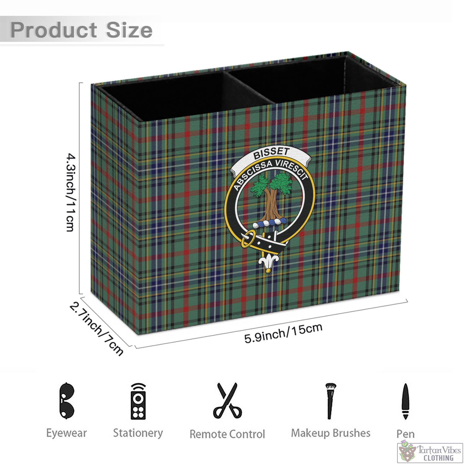 Bisset Tartan Pen Holder with Family Crest - Tartan Vibes Clothing