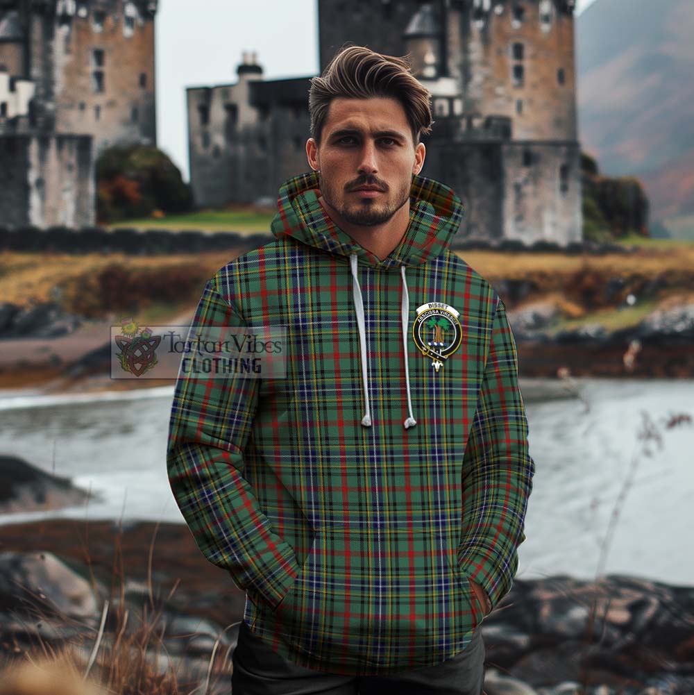 Bisset Tartan Cotton Hoodie with Family Crest Celtic Skull Style - Tartan Vibes Clothing