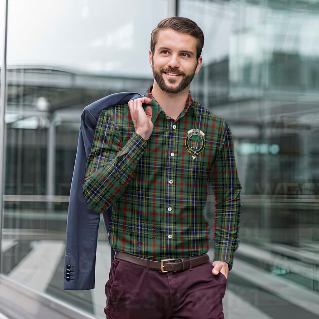 Bisset Tartan Long Sleeve Button Up Shirt with Family Crest - Tartan Vibes Clothing