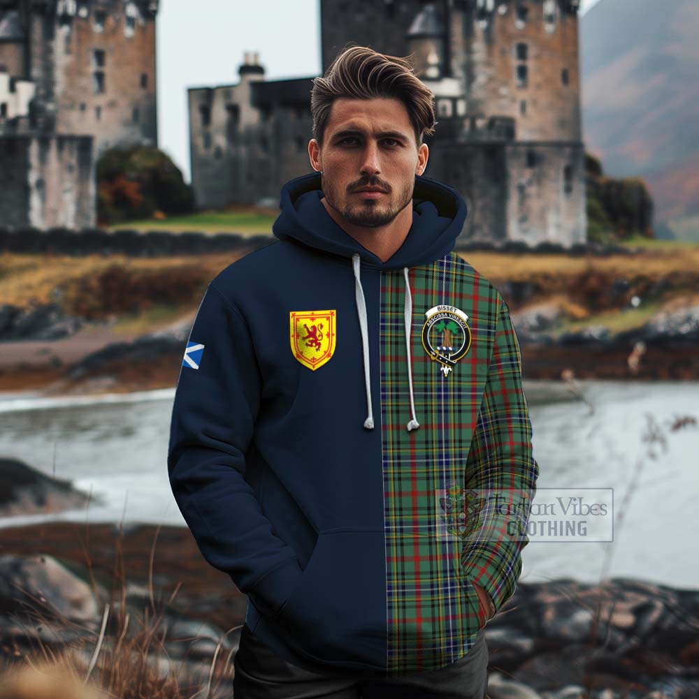 Bisset Tartan Cotton Hoodie Alba with Scottish Lion Royal Arm Half Style - Tartan Vibes Clothing