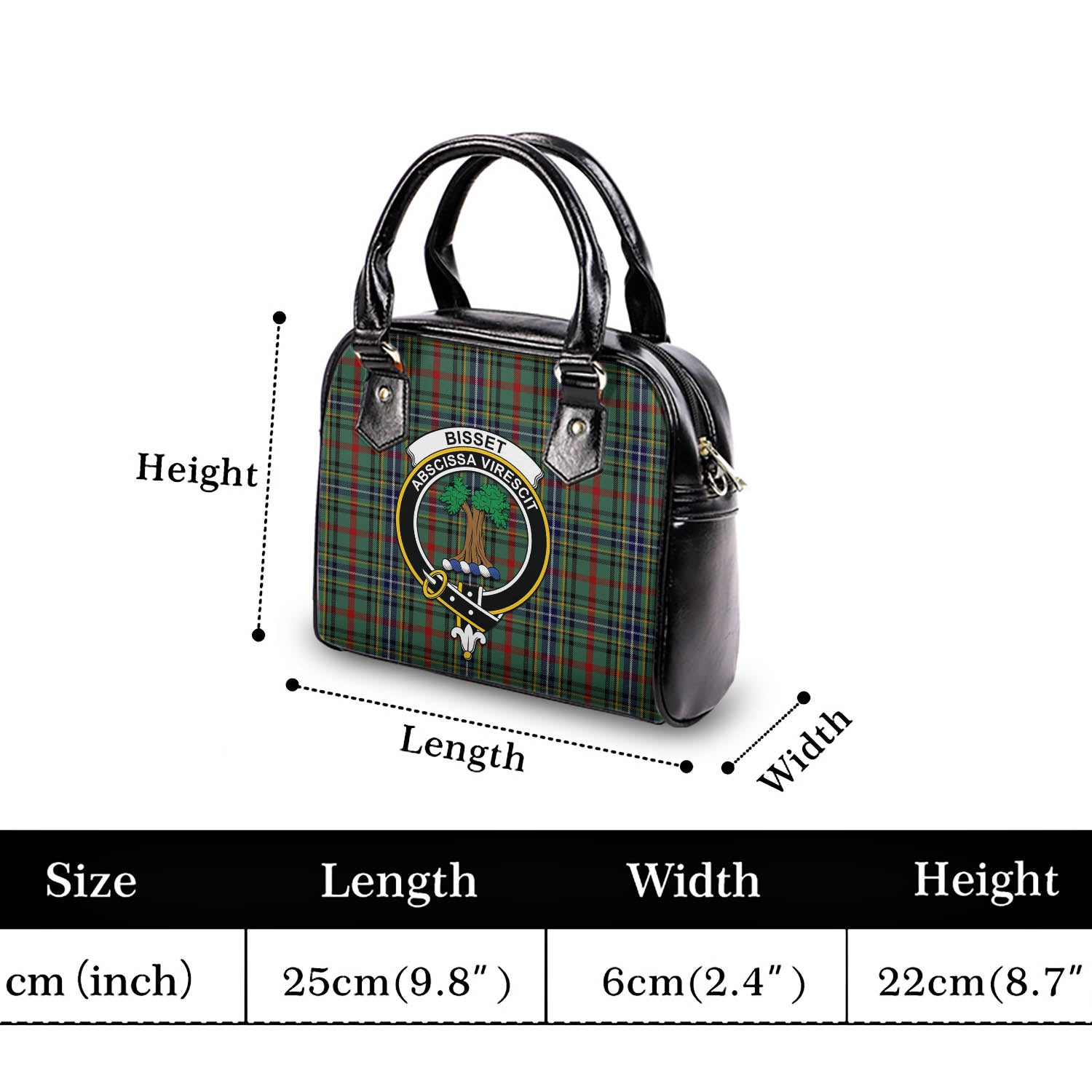 Bisset Tartan Shoulder Handbags with Family Crest - Tartan Vibes Clothing