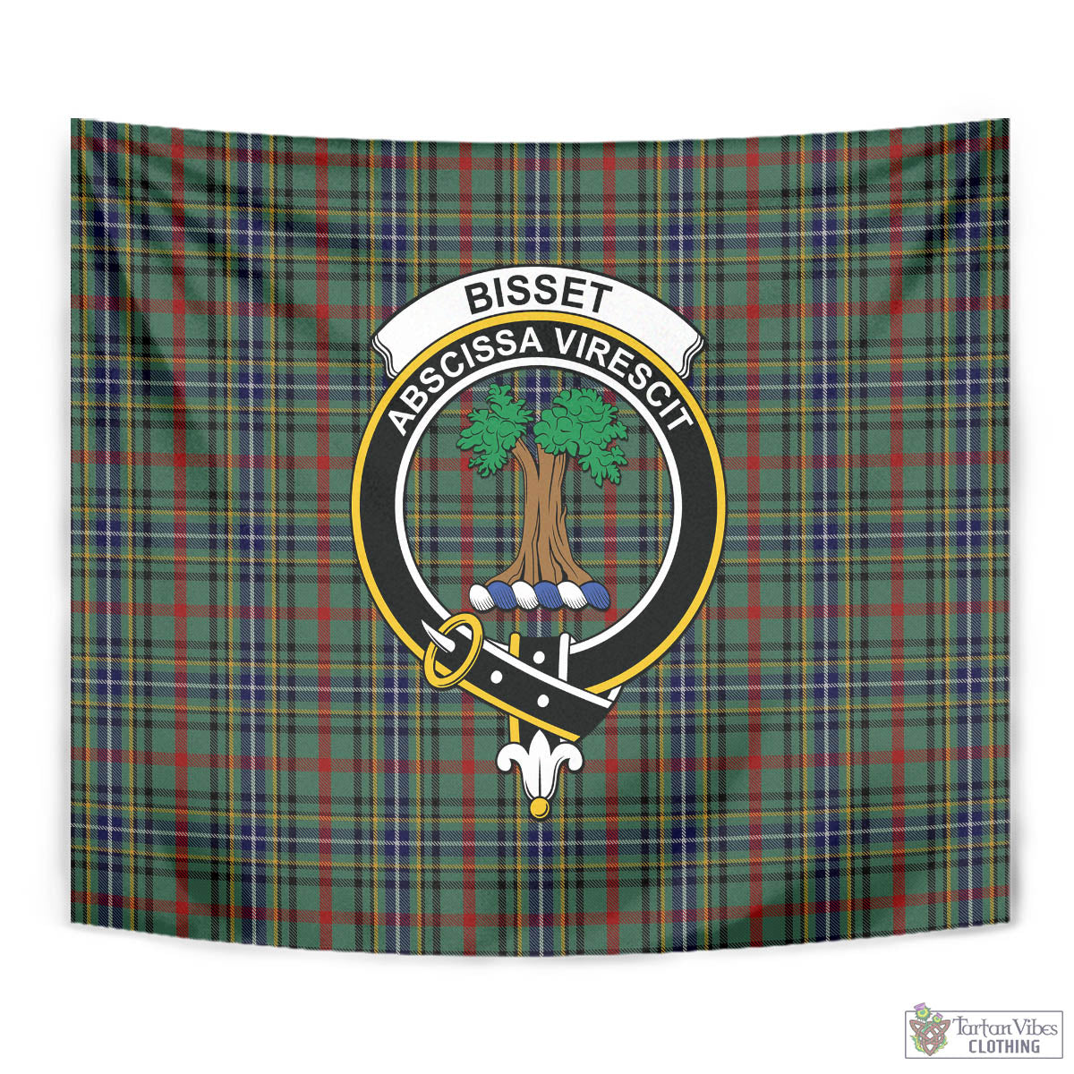 Tartan Vibes Clothing Bisset Tartan Tapestry Wall Hanging and Home Decor for Room with Family Crest