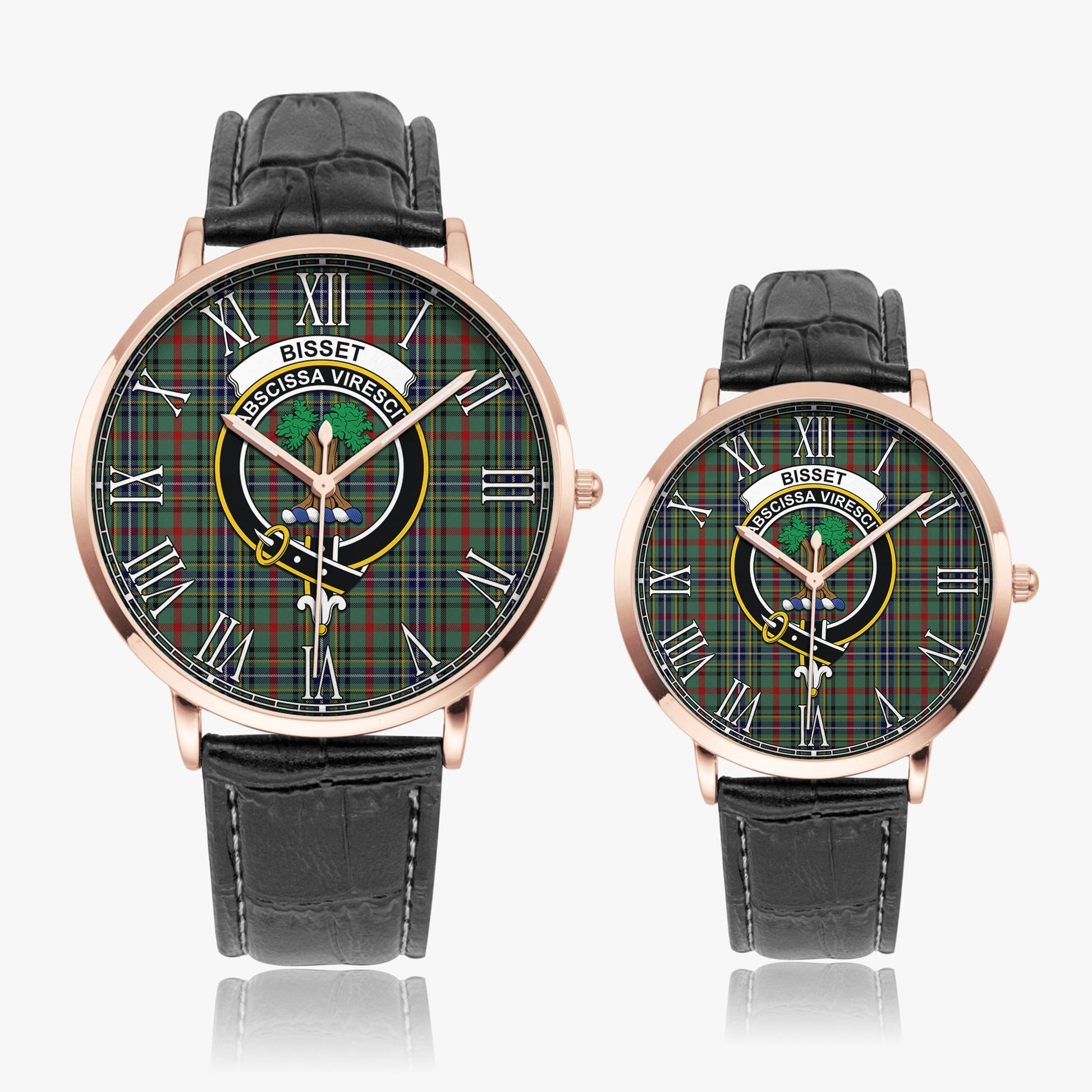 Bisset Tartan Family Crest Leather Strap Quartz Watch - Tartan Vibes Clothing
