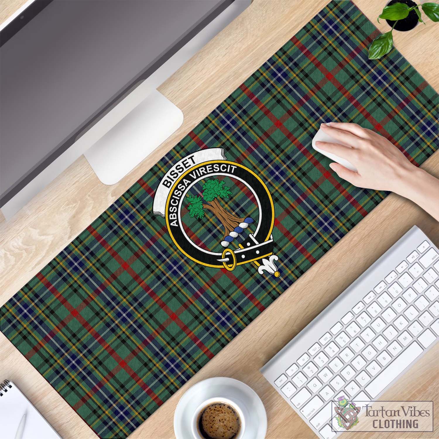 Tartan Vibes Clothing Bisset Tartan Mouse Pad with Family Crest