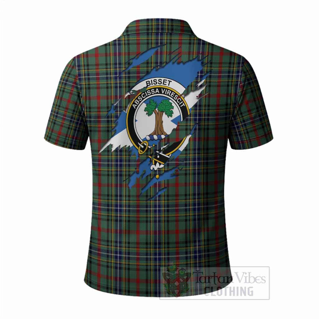 Bisset Clan Crest In Me Tartan Polo Shirt Scotland Flag Style