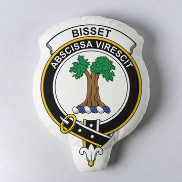 Bisset Clan Crest Shaped Throw Pillow, Scottish Clan Badge Decorative Pillow