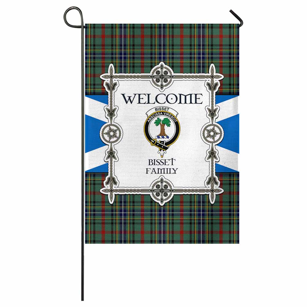 Bisset Family Crest Tartan Welcome Garden Flag Saltire Harmony Style - Tartan Vibes Clothing