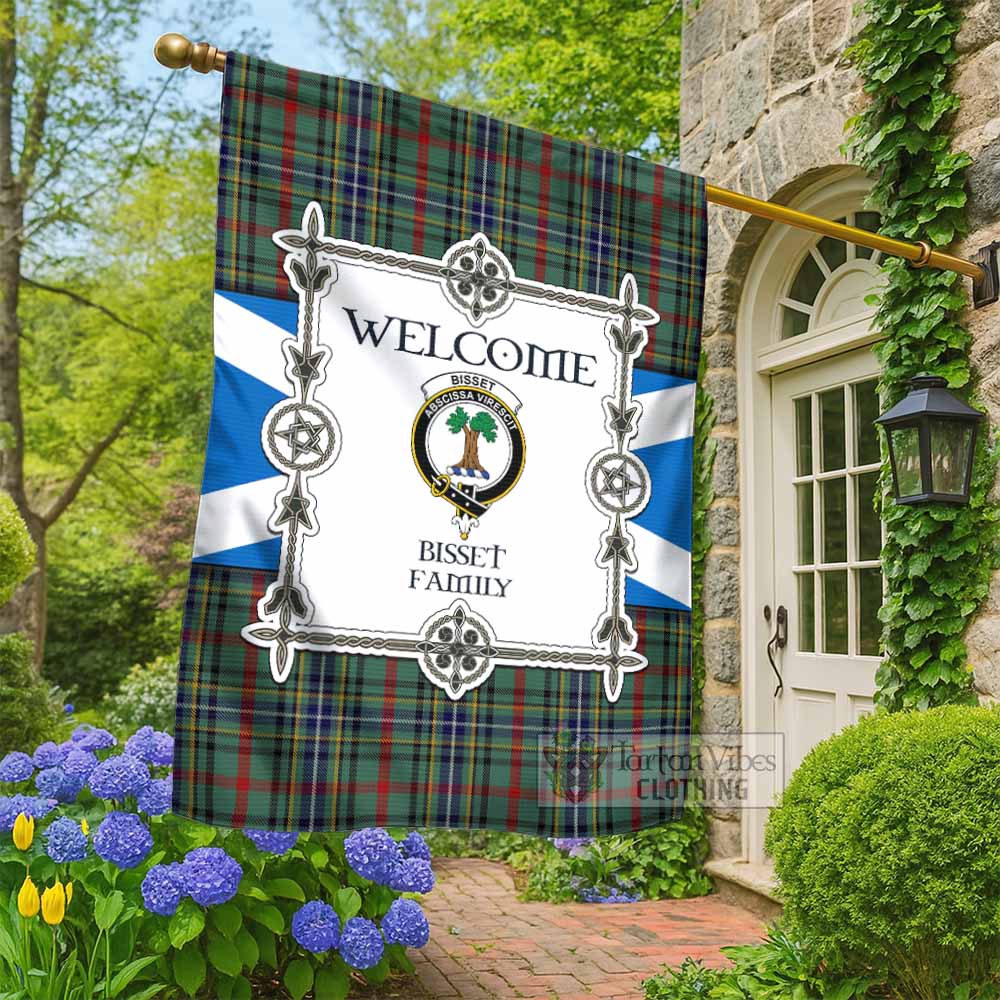 Bisset Family Crest Tartan Welcome Garden Flag Saltire Harmony Style - Tartan Vibes Clothing