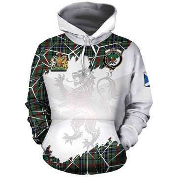 Bisset Tartan Cotton Hoodie with Family Crest and Lion Rampant Grunge Style