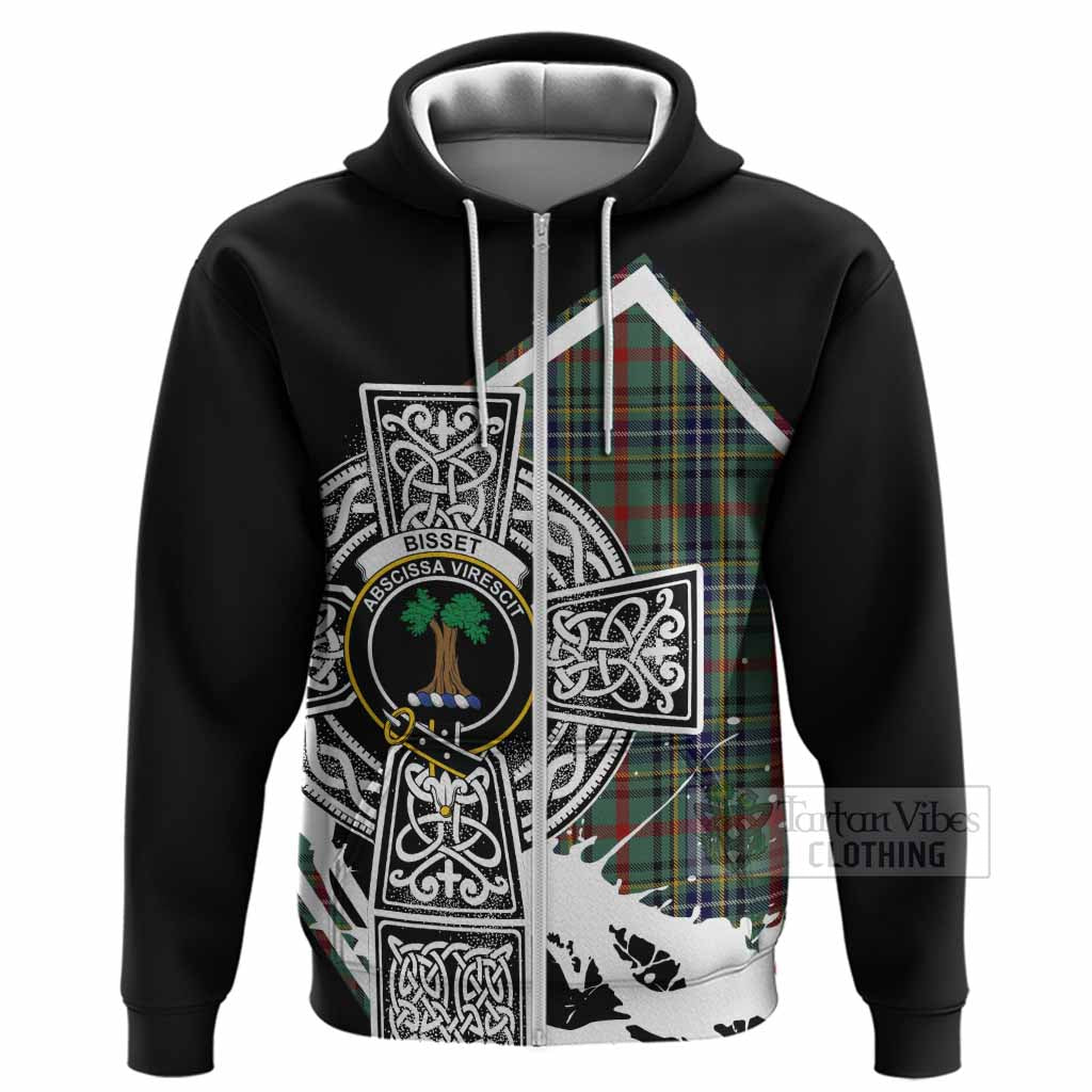 Bisset Tartan Crest Hoodie Scottish Celtic Cross Heritage