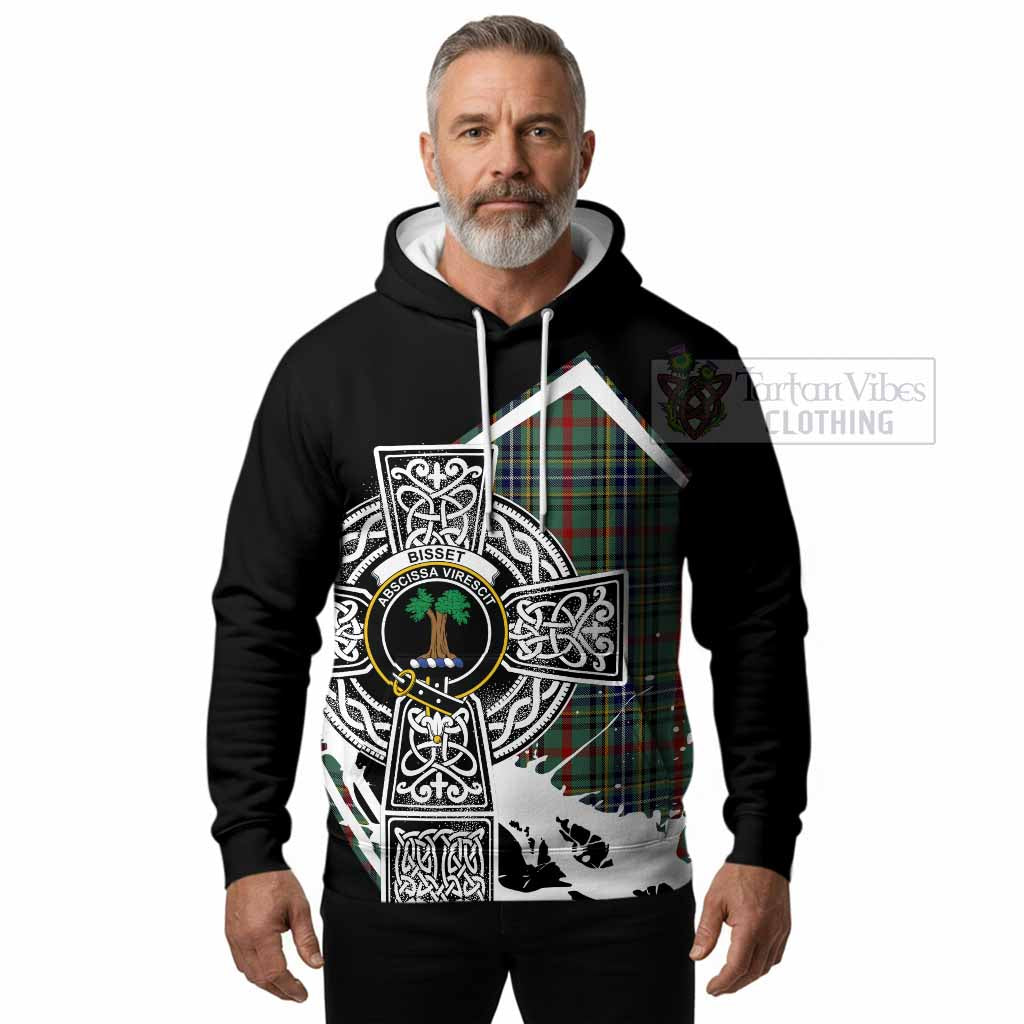 Bisset Tartan Crest Hoodie Scottish Celtic Cross Heritage