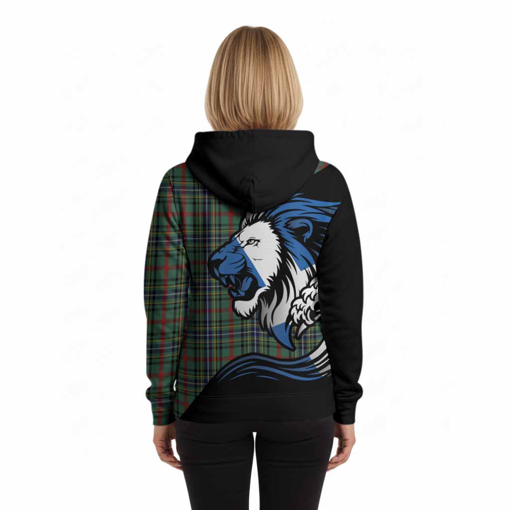 Bisset Tartan Crest Hoodie Scottish Golden Lions Wave Flow