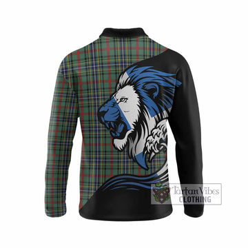 Bisset Tartan Crest Long Sleeve Polo Shirt Scottish Golden Lions Wave Flow