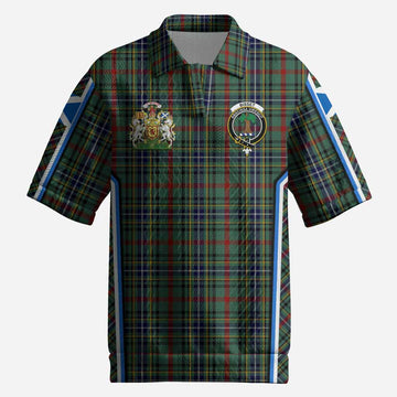 Bisset Tartan Crest Men’s Polo Sweater Top Scotland Coat of Arm Flag Style