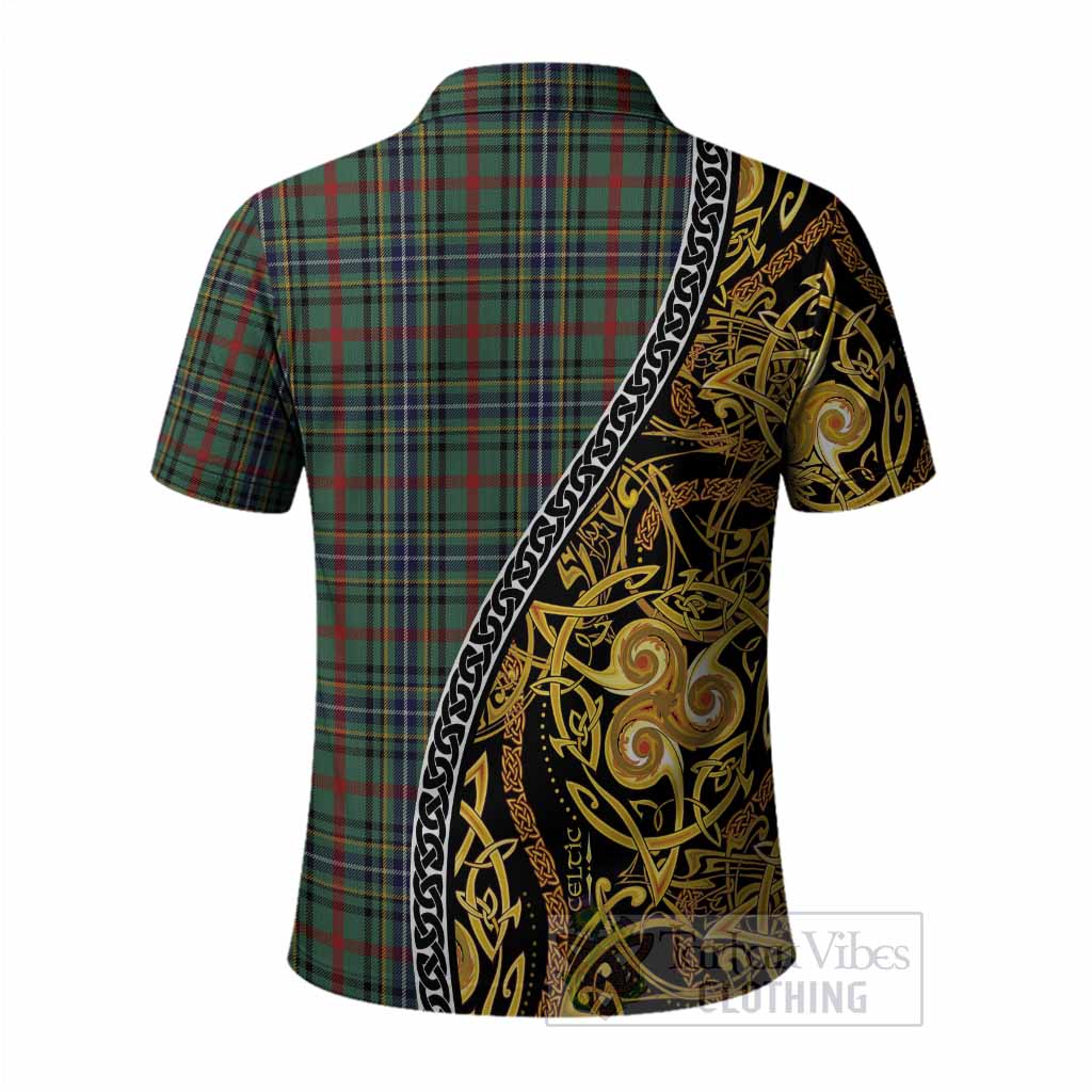 Bisset Tartan Crest Polo Shirt Celtic Knot and Triple Trickle Spiral Symbols
