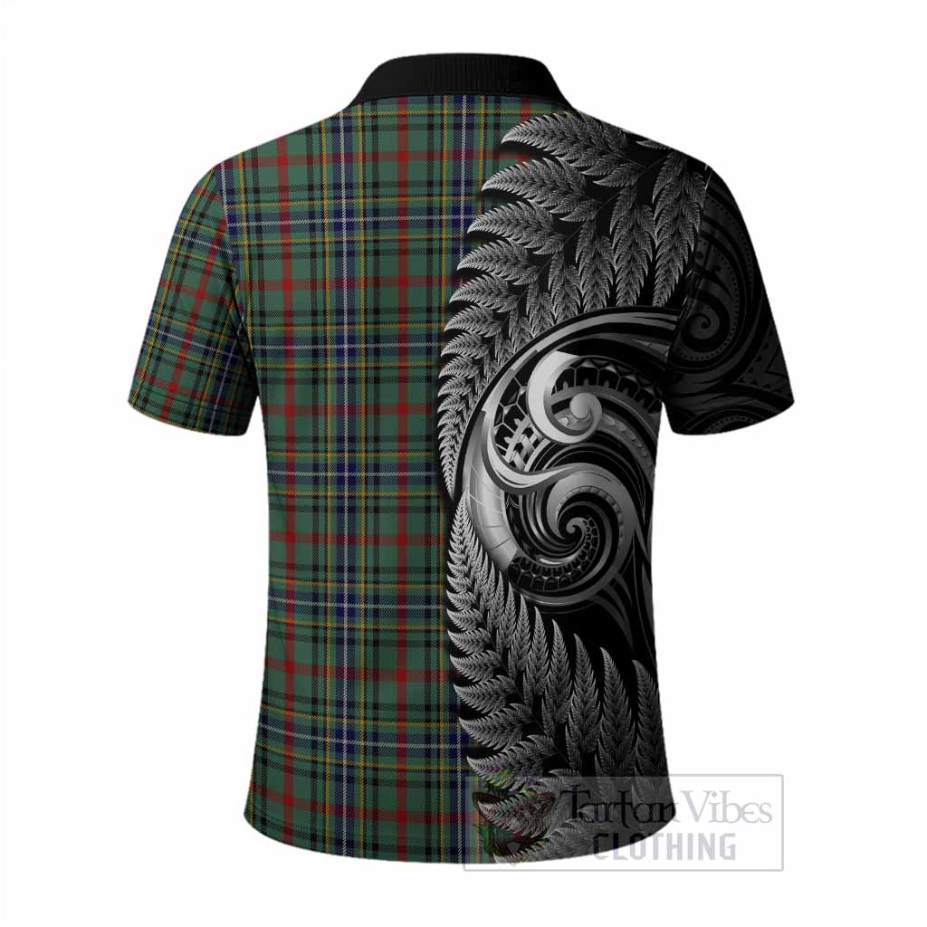 Bisset Tartan Crest Polo Shirt With New Zealand Silver Fern Maori Koru