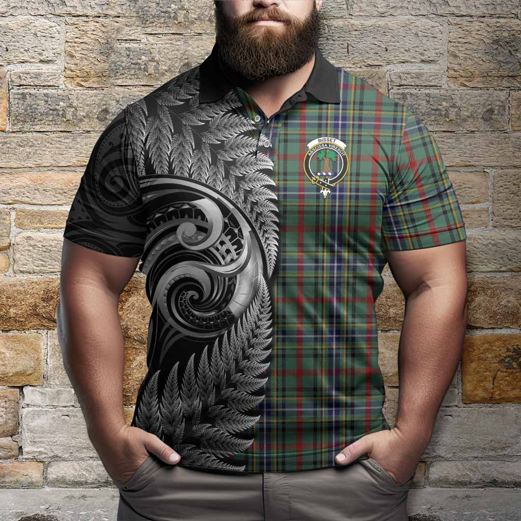 Bisset Tartan Crest Polo Shirt With New Zealand Silver Fern Maori Koru