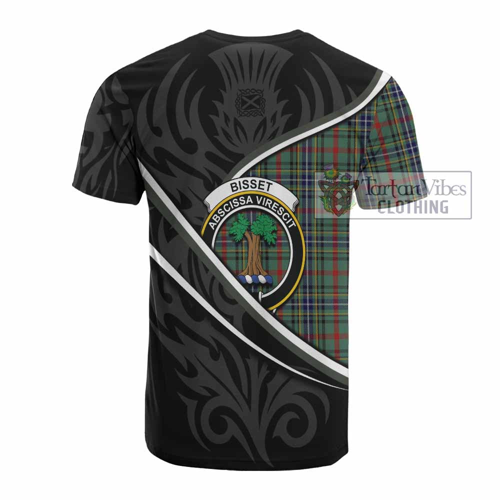 Bisset Tartan Family Crest Cotton T-shirt Celtic Scottish Thistle Floral - Tartan Vibes Clothing