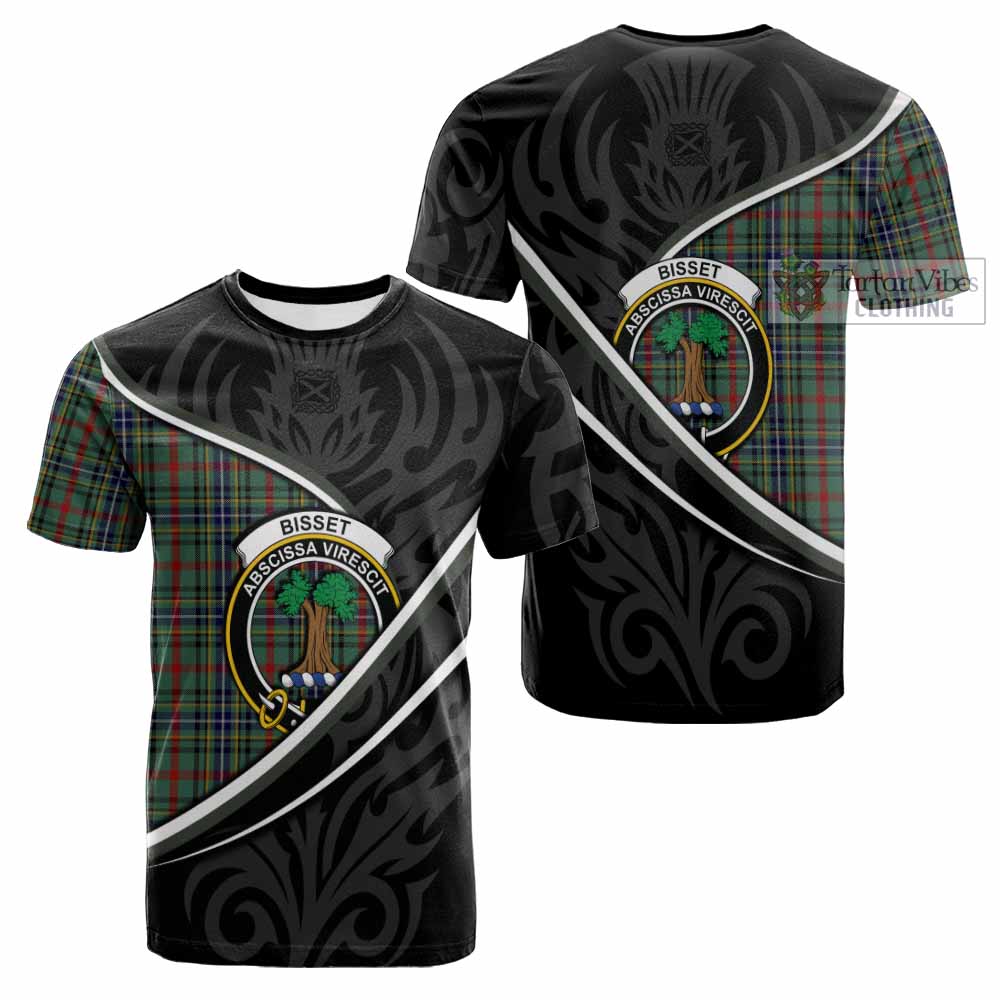 Bisset Tartan Family Crest Cotton T-shirt Celtic Scottish Thistle Floral - Tartan Vibes Clothing